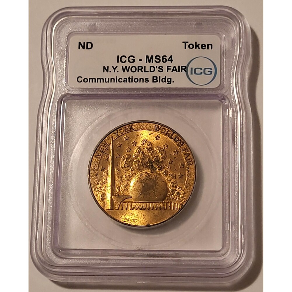 New York Worlds Fair ND (1939) Communications Building Token MS64 ICG